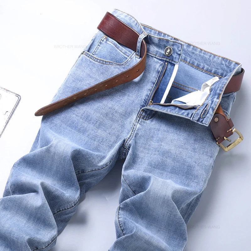 Light Blue Slim Fit Stretch Jeans for Men ATHLEXES