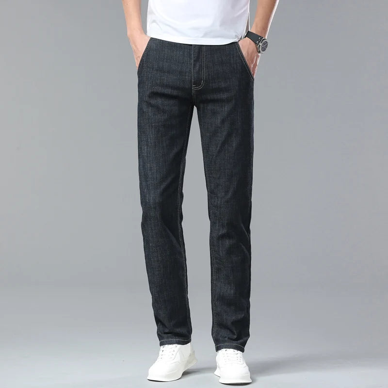 Light Blue Casual Denim Straight Fit Trousers ATHLEXES