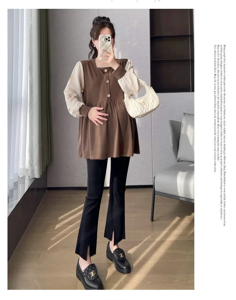 Chic Spring Maternity Patchwork Blouse ATHLEXES