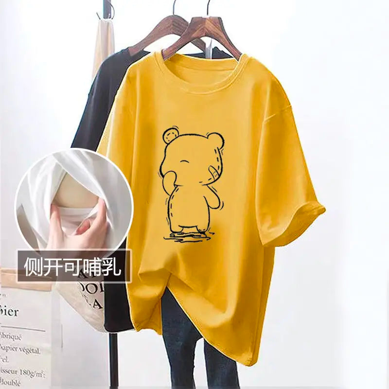 Elegant Mama Cotton Nursing Tee for Summer ATHLEXES