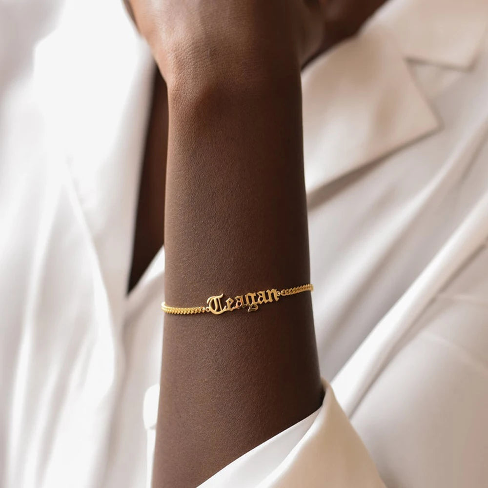 Personalized Custom Name Bracelets - Stainless Steel Couple Jewelry ATHLEXES