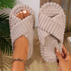 Cozy Chic Cross Strap Corduroy Slippers ATHLEXES