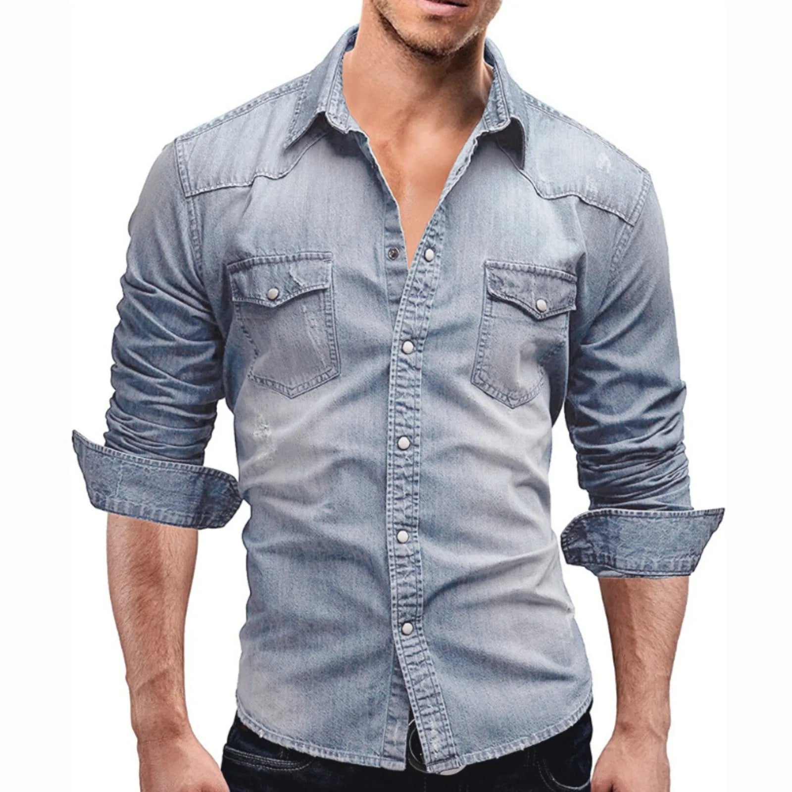AutumnBlend Casual Denim Lapel Shirt ATHLEXES