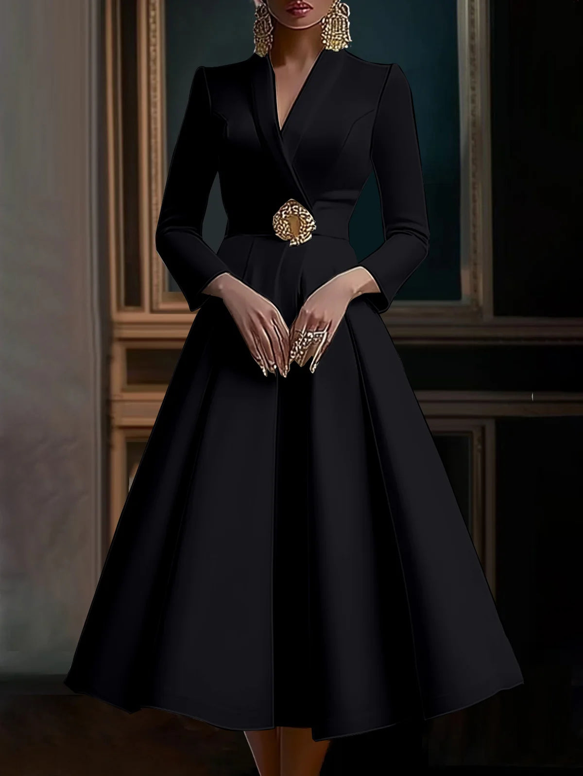 Chic Pleated Midi Dress for Elegant Occasions ATHLEXES