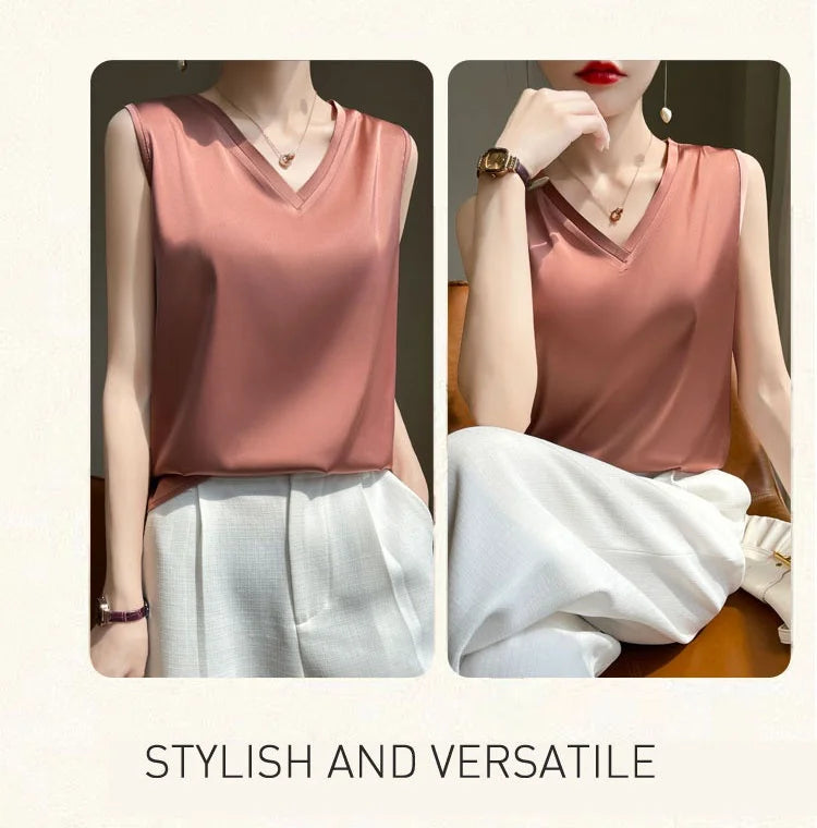 SilkBlend V-Neck Summer Blouse for Women ATHLEXES