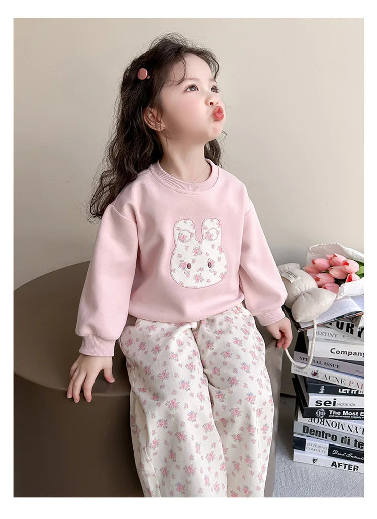 Floral Bunny Hoodie and Trousers Set for Girls ATHLEXES