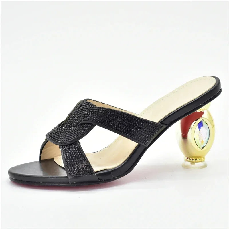 Italian Rhinestone Open Toe Party Pumps for Women ATHLEXES