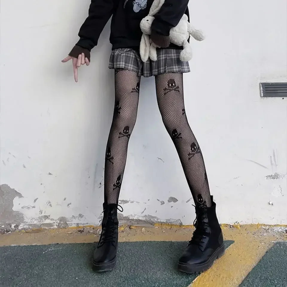 Gothic Spider Web Silk Tights for Alternative Fashion Women ATHLEXES