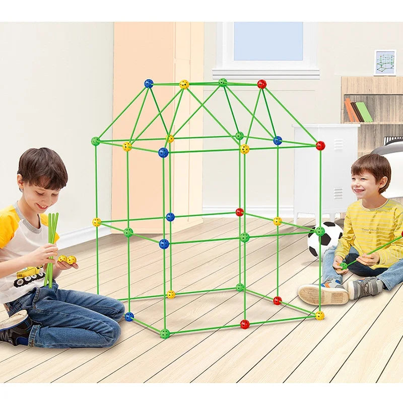 Creative Kids Fort Building Blocks Tent Brick Kit for DIY Fun ATHLEXES