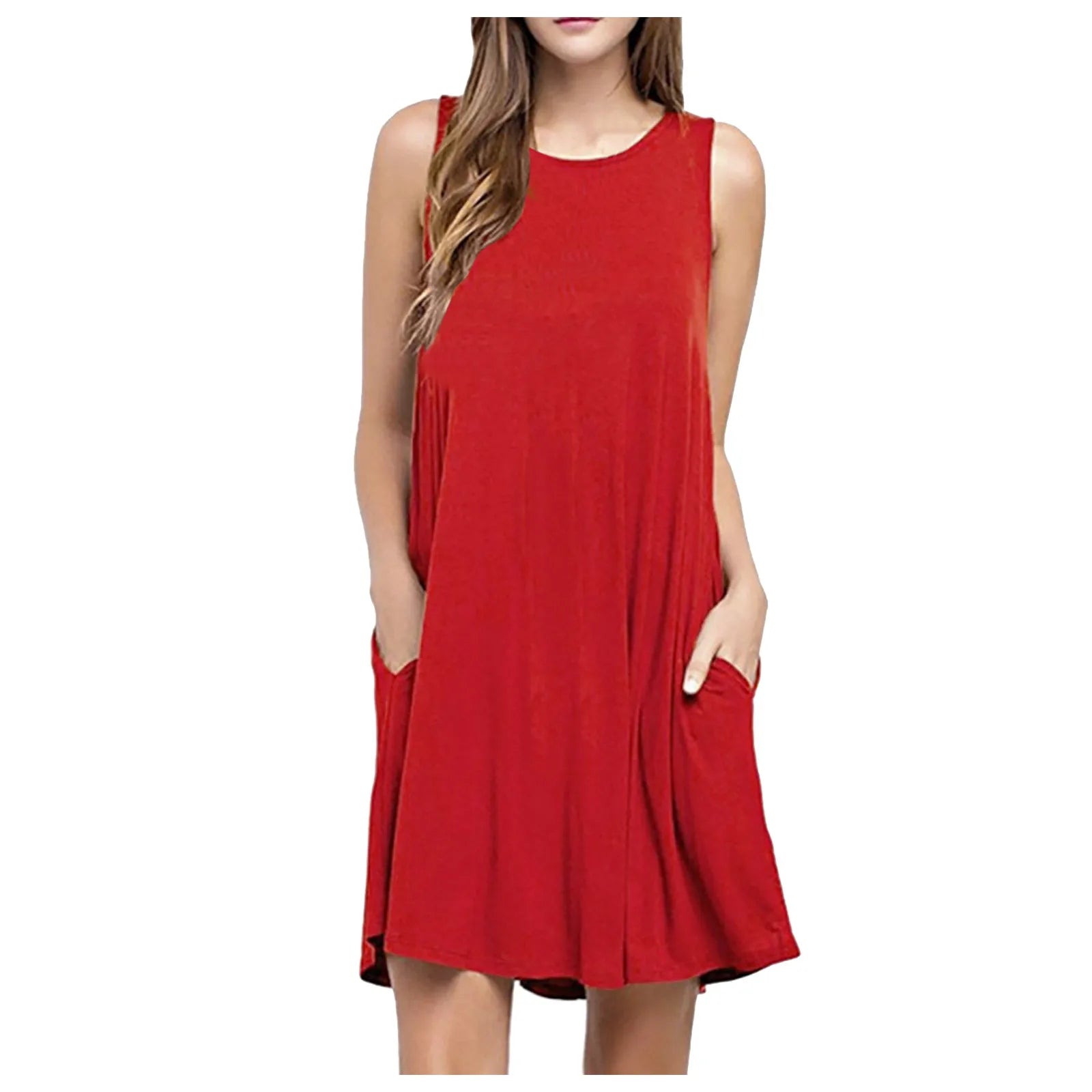 Elegant Summer Pleated Tank Dress with Pockets ATHLEXES