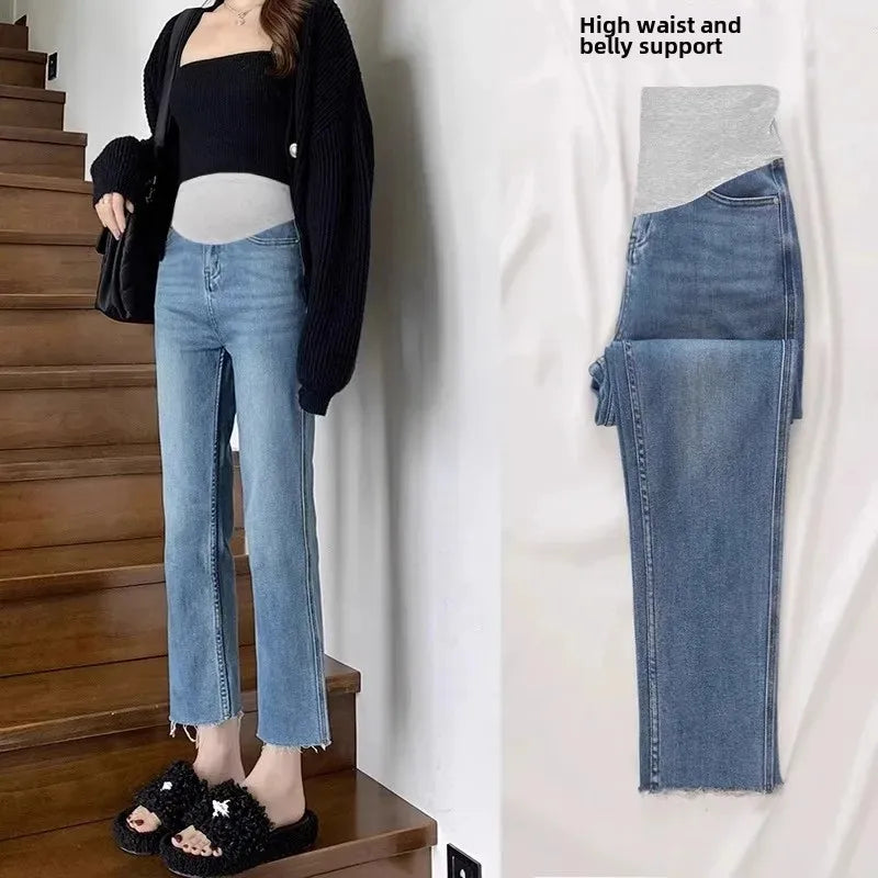 BumpStyle High Elasticity Maternity Fringe Jeans ATHLEXES