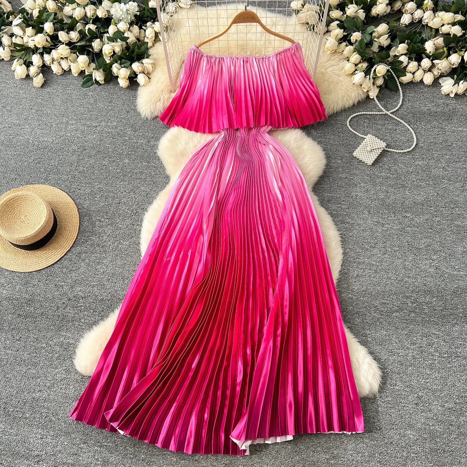 Gradient Luxe Off Shoulder Maxi Dress ATHLEXES