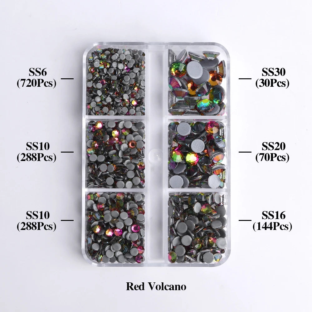 GlamCrystal 1540Pcs Hotfix Glass Rhinestones Set SS6-SS30 ATHLEXES