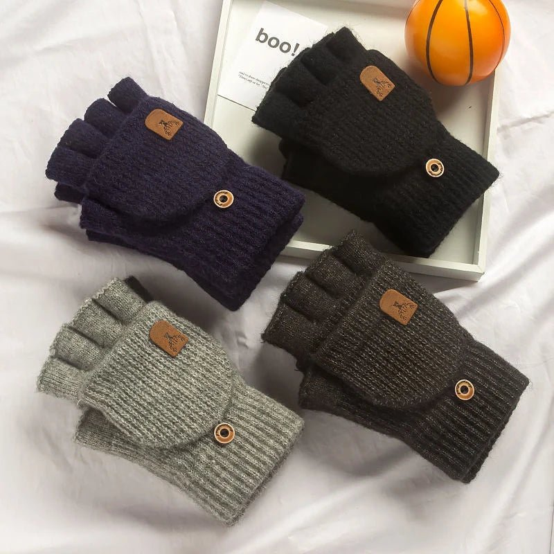 Knitted Fingerless Gloves Winter Thicken Warm Touch Screen Gloves for Men Women Gloves Warm Half Finger Student Gloves ATHLEXES