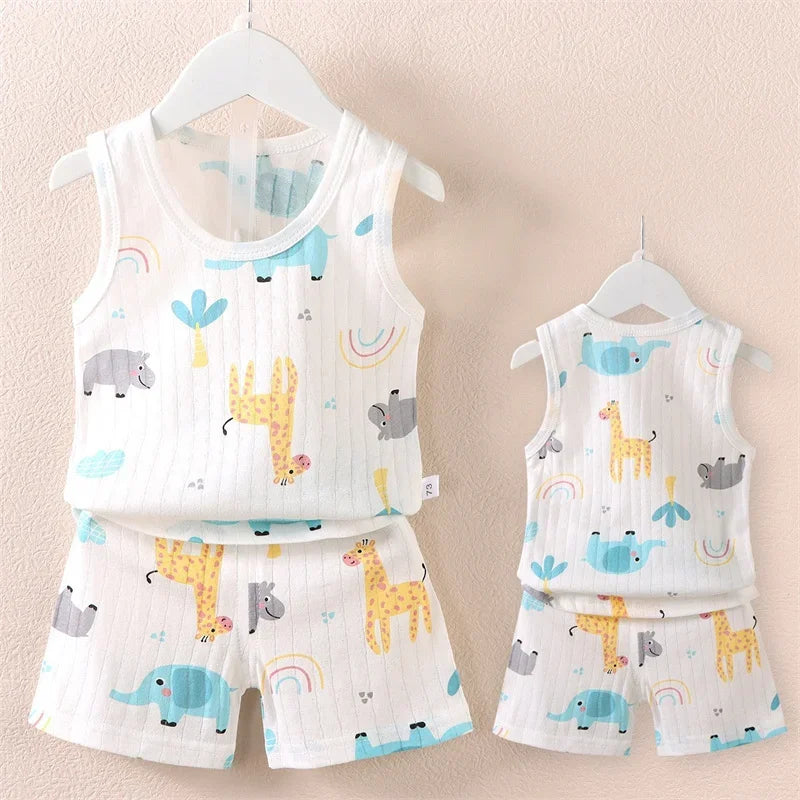 Cartoon Adventure Summer Pajamas Set for Kids ATHLEXES