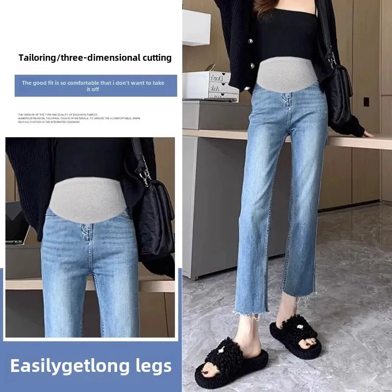 BumpStyle High Elasticity Maternity Fringe Jeans ATHLEXES