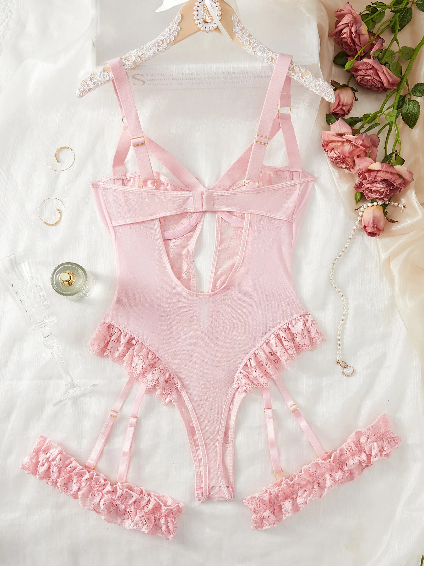 Elegant Lace Garter Lingerie Set with Choker ATHLEXES