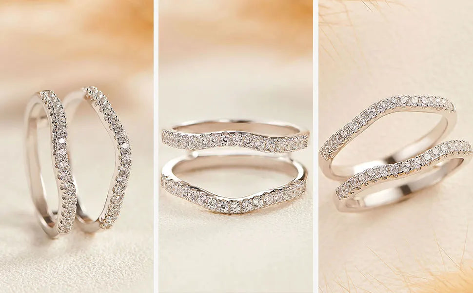 Newshe Sterling Silver Pear Cut Ring Enhancer Set ATHLEXES