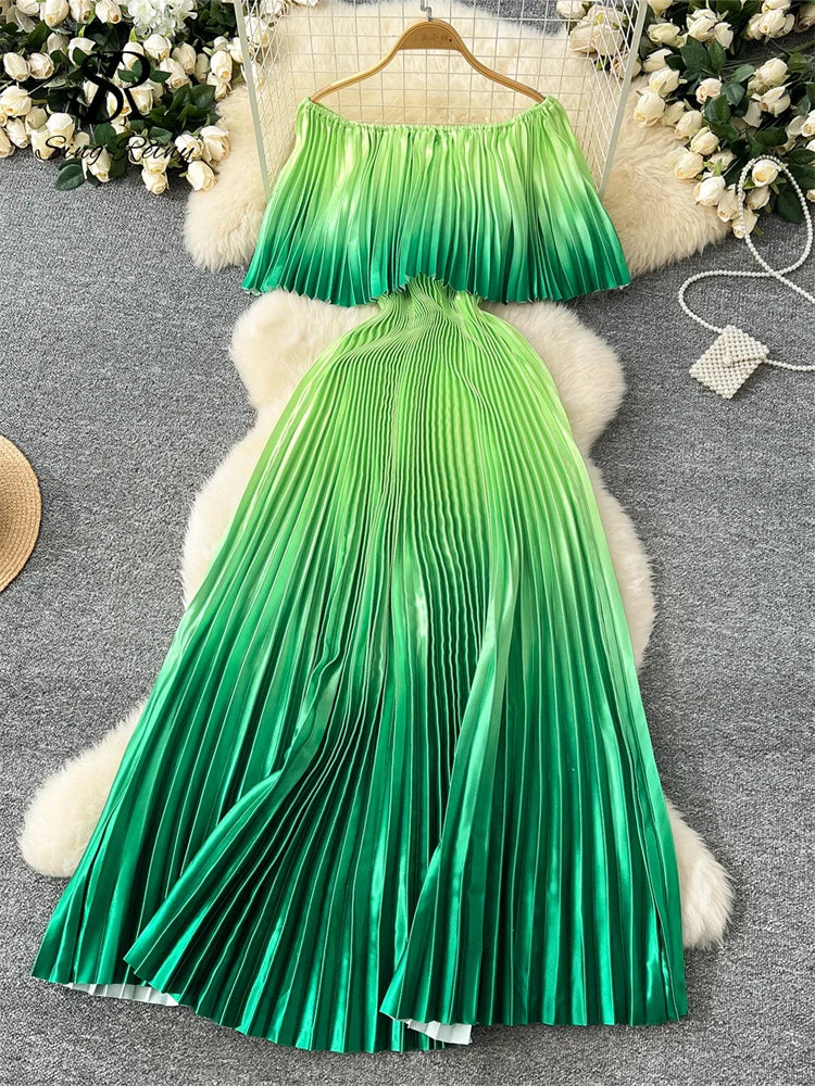 Gradient Luxe Off Shoulder Maxi Dress ATHLEXES