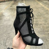 New Sexy High Heels Hollow Mesh Sandals Summer Fashion Trend Comfort Peep Toe Boots Stilettos Jazz Dance Female Shoes Plus Size ATHLEXES