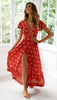 Chic V Neck Summer Slit Maxi Dress for Women ATHLEXES