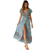 Chic V Neck Summer Slit Maxi Dress for Women ATHLEXES