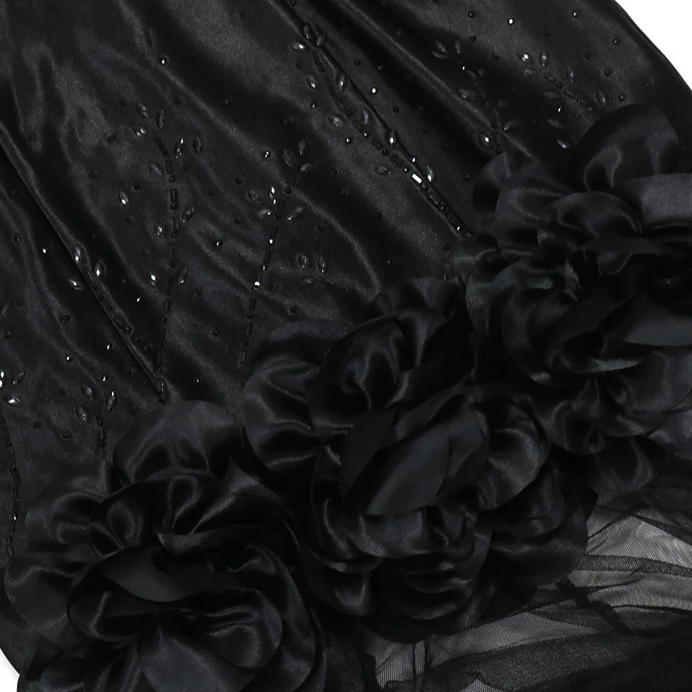 Elegant 3D Floral Mesh Mermaid Maxi Dress ATHLEXES