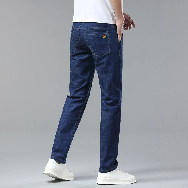 Light Blue Casual Denim Straight Fit Trousers ATHLEXES