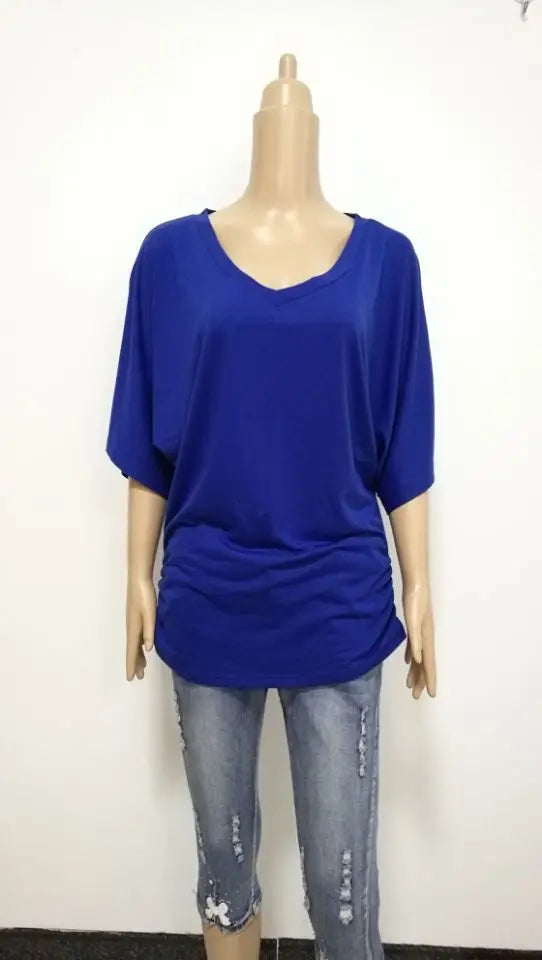 Chic Summer V-Neck Batwing Tee for Women S-5XL ATHLEXES
