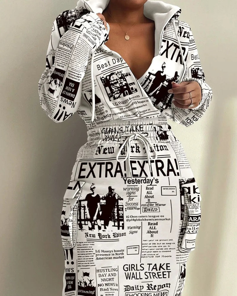 Plaid Hoodie Dress with Drawstring Detail ATHLEXES