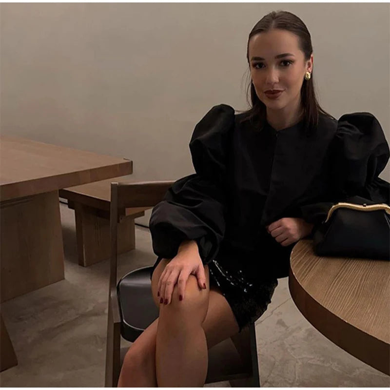 Elegant Puffy Sleeve Blouse for Women 2025 Summer Tops ATHLEXES
