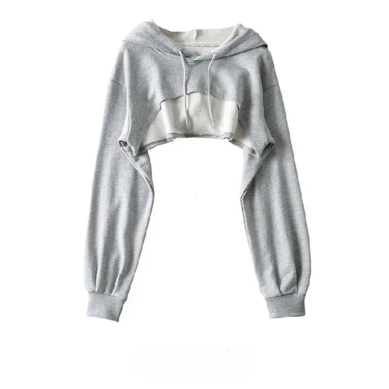 Chic Y2K Irregular Crop Hoodie for Trendy Women ATHLEXES