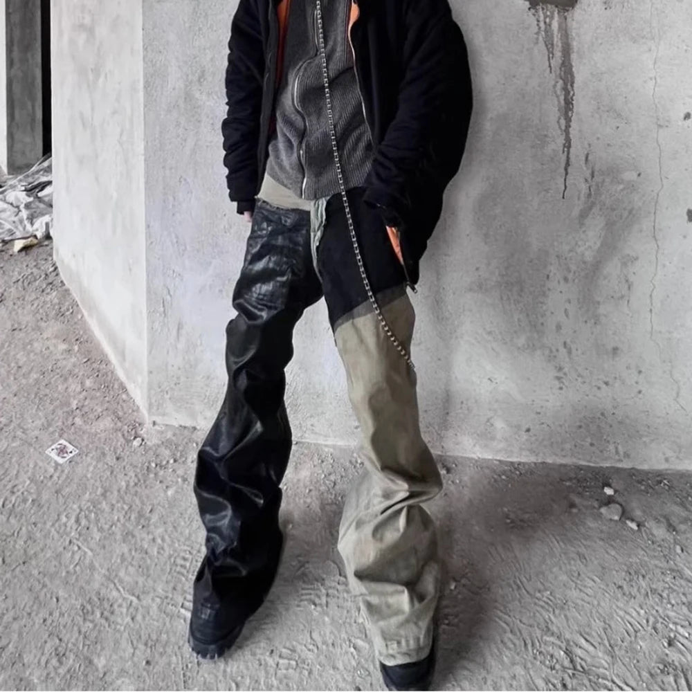 Gradient Ribbons Unisex Baggy Y2K Flare Denim Pants ATHLEXES