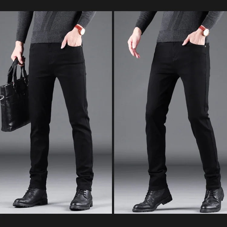 Korean Style Black Slim Fit Jeans for Men ATHLEXES