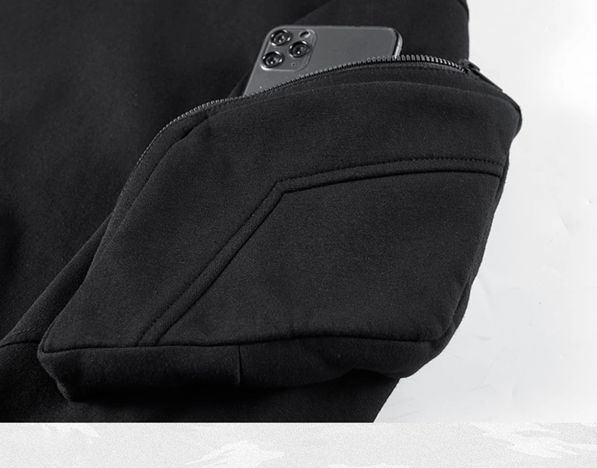 Men's Techwear Cyberpunk Zip Up Hoodie with High Neck Mask ATHLEXES