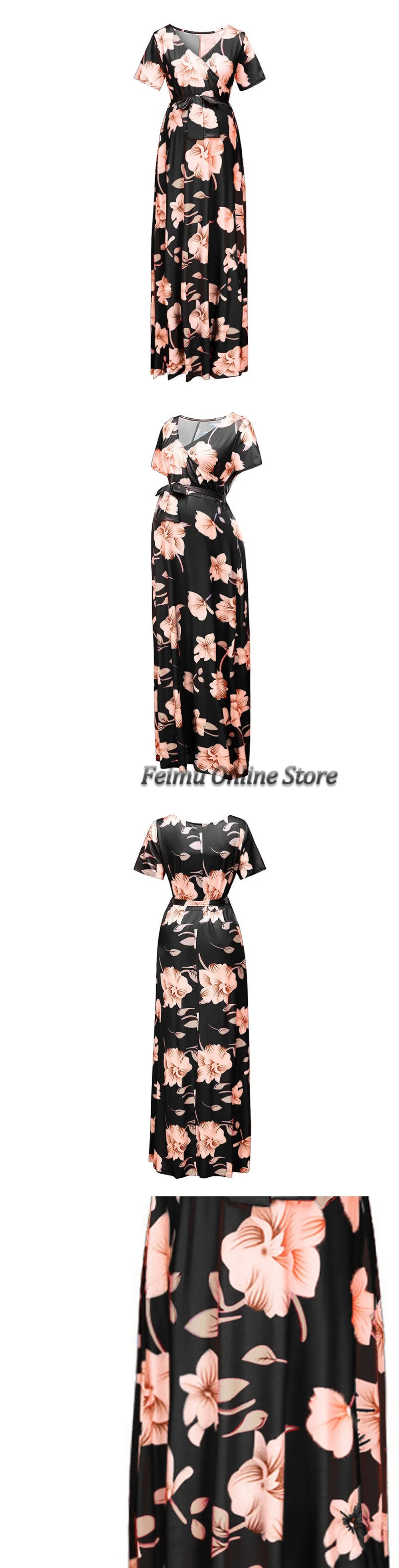 BloomEase Floral Maternity Maxi Dress ATHLEXES
