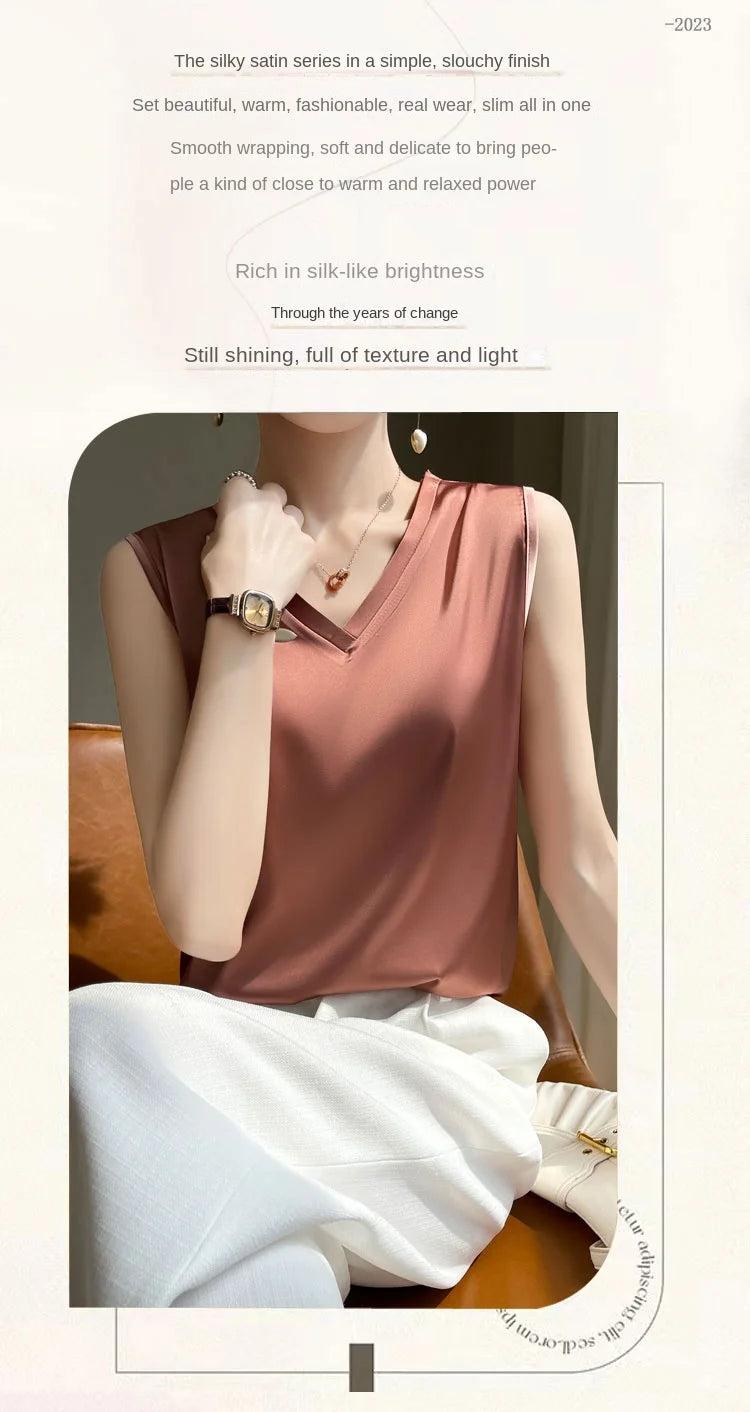SilkBlend V-Neck Summer Blouse for Women ATHLEXES