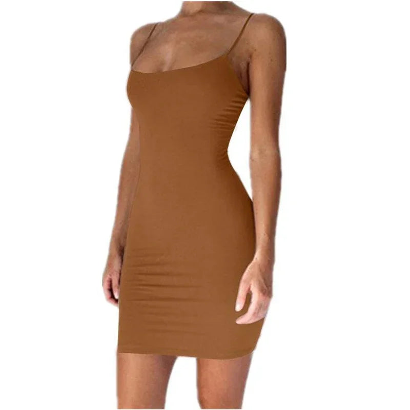 LuxeFit Black Spaghetti Strap Mini Dress ATHLEXES