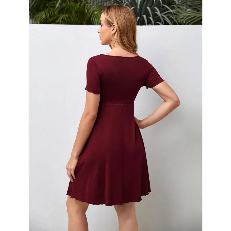Chic Maternity V-Neck Summer Dress ATHLEXES