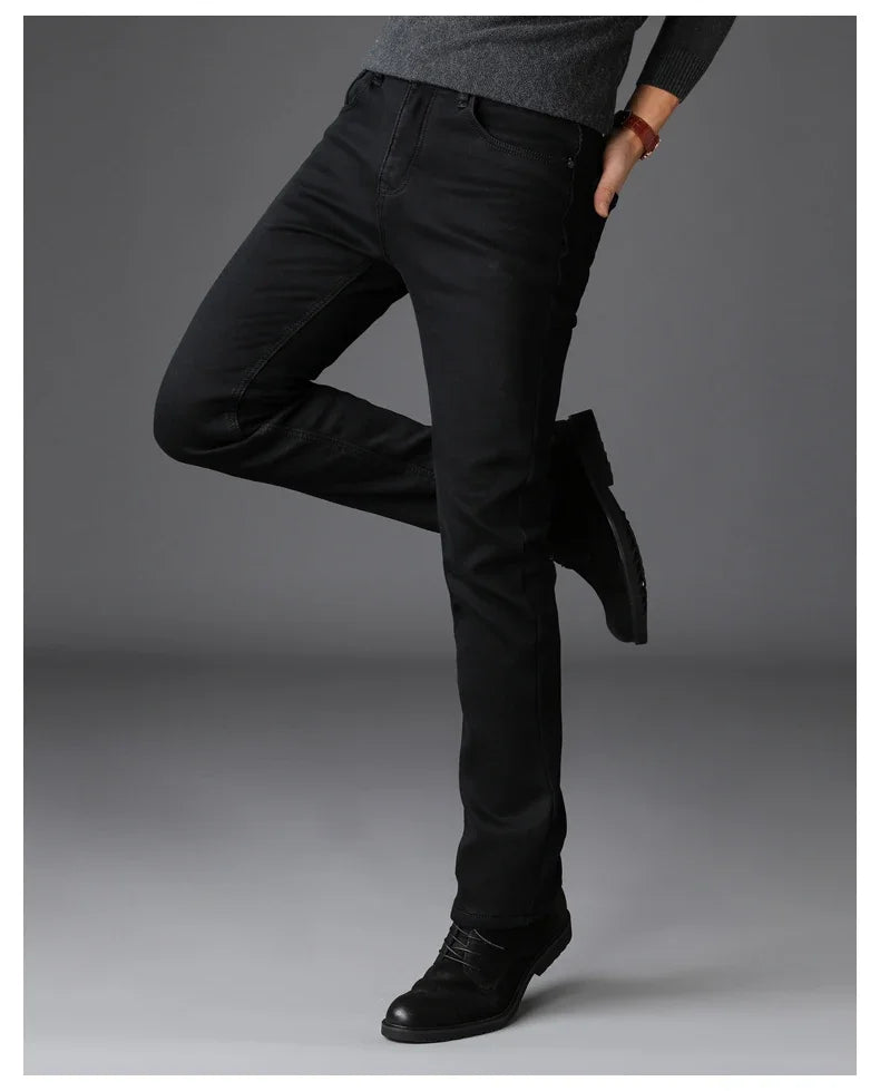 Classic Black Biker Stretch Denim Trousers ATHLEXES