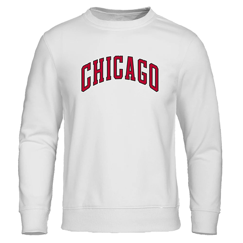 Chicago City Letter Print Hip Hop Hoodie for Men ATHLEXES