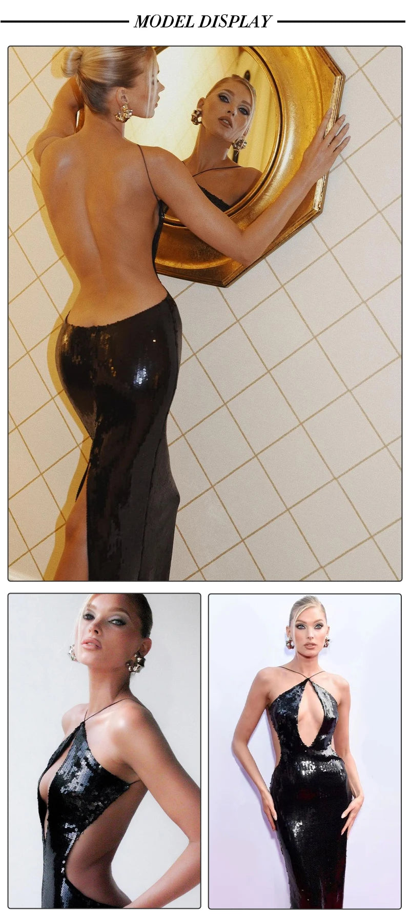 Velvet Glam Sequin Backless Party Dress ATHLEXES