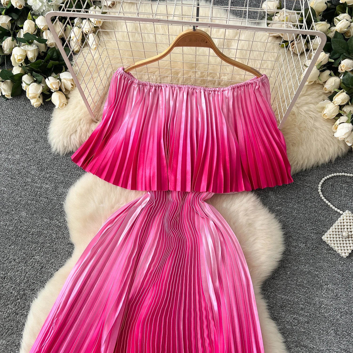 Gradient Luxe Off Shoulder Maxi Dress ATHLEXES
