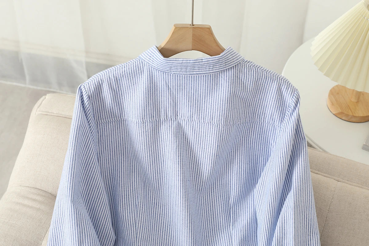 Autumn Chic Striped Cotton Oxford Shirt ATHLEXES