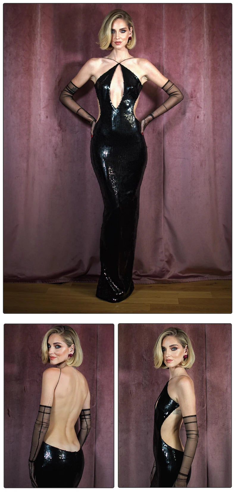 Velvet Glam Sequin Backless Party Dress ATHLEXES