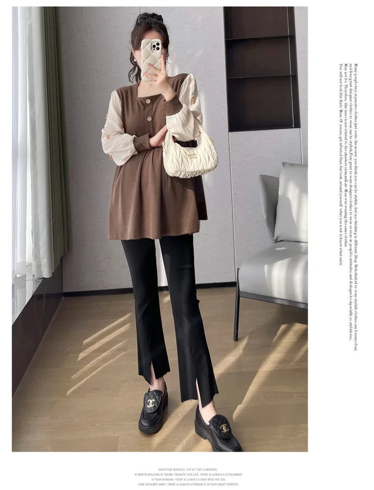 Chic Spring Maternity Patchwork Blouse ATHLEXES