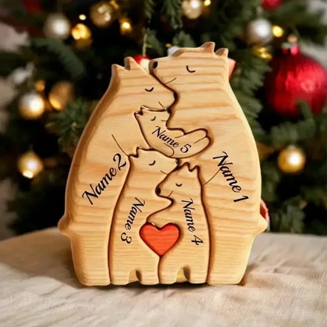 Personalized Wooden Bear Family Puzzle Decor Gift ATHLEXES