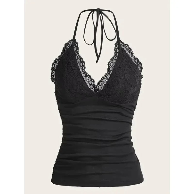 Gothic Lace Halter Top for Edgy Street Style ATHLEXES