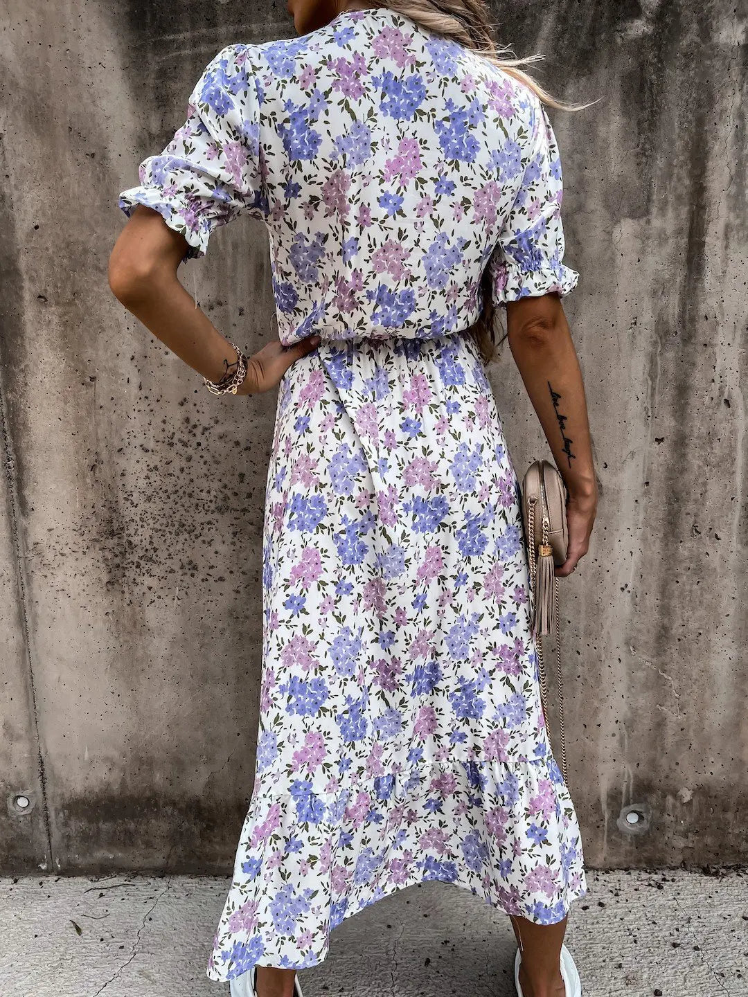 Elegant Floral V Neck Maxi Dress for Women ATHLEXES