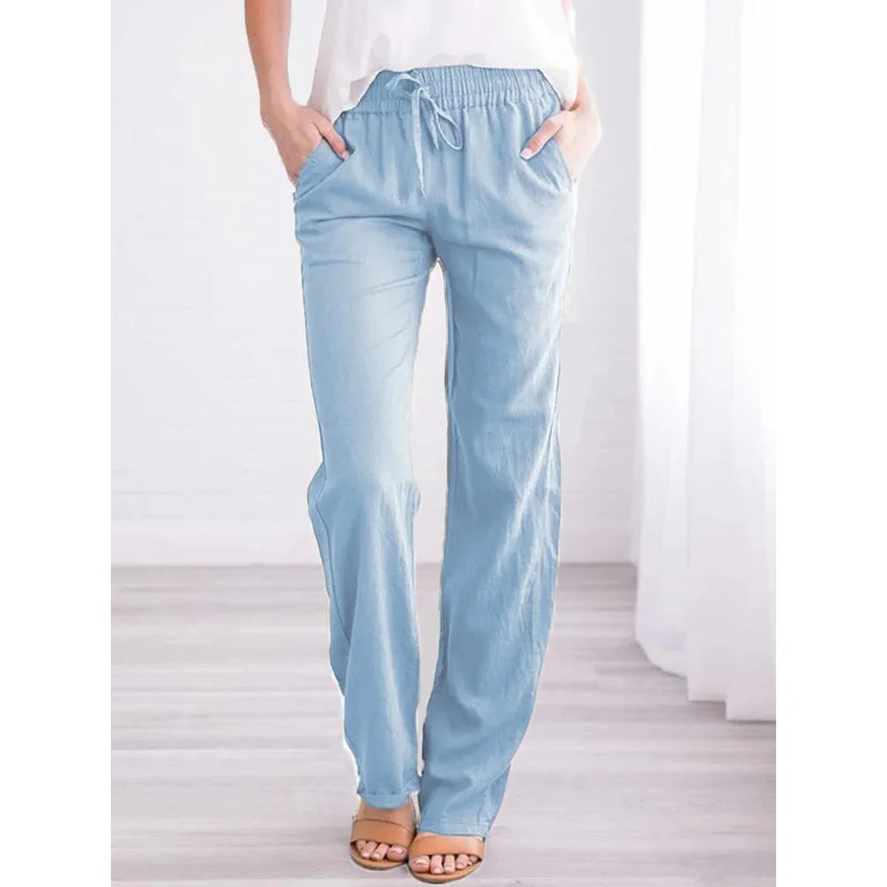 Luxe Linen Blend Drawstring Pants for Women ATHLEXES